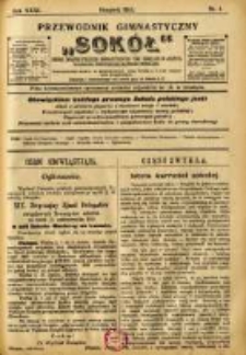 Przewodnik Gimnastyczny "Sokół": organ Związku Polskich Gimnastycznych Towarzystw Sokolich w Austryi 1911.08 R.31 Nr8