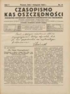 Czasopismo Kas Oszczędności: miesięcznik poświęcony sprawom Komunalnych Kas Oszczędności: organ urzędowy i publikacyjny Komunalnego Związku Kredytowego i Komunalnego Banku Kredytowego w Poznaniu 1929.11.01 R.4 Nr11