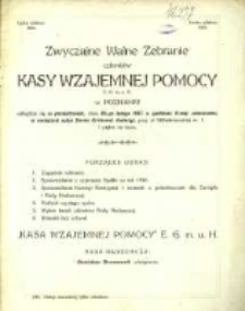 XXX Sprawozdanie Kasy Wzajemnej Pomocy Eingetragene Genossenschaft mit unbeschränkter Haftpflicht w Poznaniu za Rok 1916