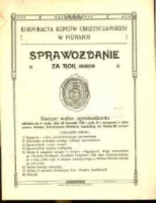 Korporacya Kupców Chrześcijańskich w Poznaniu sprawozdanie za rok 1909/10