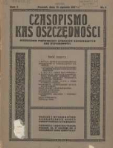 Czasopismo Kas Oszczędności: miesięcznik poświęcony sprawom Komunalnych Kas Oszczędności 1927.01.15 R.2 Nr1