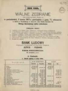 Walne zebranie niżej podpisanej Spółki odbędzie się w poniedziałek, 5 marca 1917 r. ...