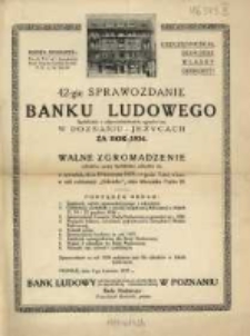 42-gie Sprawozdanie Banku Ludowego Spółdzielni z Odpowiedzialnością Ograniczoną w Poznaniu - Jeżycach za Rok 1936