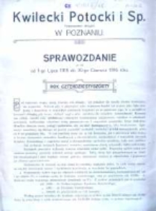 Kwilecki Potocki i Sp. Towarzystwo Akcyjne w Poznaniu sprawozdanie za rok od 1-go lipca 1915 do 30-go czerwca 1916 roku. R. 46