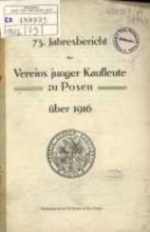 73. des Vereins Junger Kaufleute zu Posen über 1916