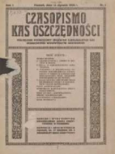 Czasopismo Kas Oszczędności: miesięcznik poświęcony sprawom Komunalnych Kas Oszczędności województw zachodnich 1926.01.15 R.1 Nr1