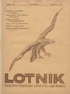 Lotnik: ilustrowany miesięcznik poświęcony lotnictwu i jego technice: organ Wielkopolskiego Klubu Lotników 1931.01 R.8 Nr1(130)