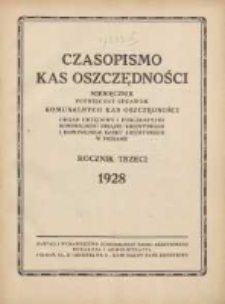 Czasopismo Kas Oszczędności: miesięcznik poświęcony sprawom Komunalnych Kas Oszczędności 1928.01.01 R.3 Nr1