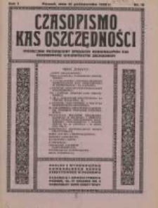 Czasopismo Kas Oszczędności: miesięcznik poświęcony sprawom Komunalnych Kas Oszczędności województw zachodnich 1926.10.15 R.1 Nr10