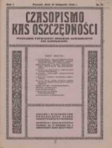 Czasopismo Kas Oszczędności: miesięcznik poświęcony sprawom Komunalnych Kas Oszczędności 1926.11.15 R.1 Nr11