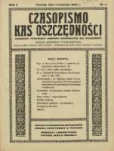 Czasopismo Kas Oszczędności: miesięcznik poświęcony sprawom Komunalnych Kas Oszczędności: organ urzędowy i publikacyjny Komunalnego Związku Kredytowego i Komunalnego Banku Kredytowego w Poznaniu 1933.04.01 R.8 Nr4