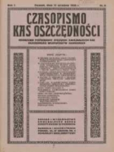 Czasopismo Kas Oszczędności: miesięcznik poświęcony sprawom Komunalnych Kas Oszczędności województw zachodnich 1926.09.15 R.1 Nr9
