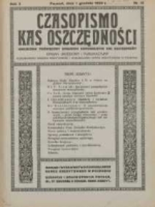 Czasopismo Kas Oszczędności: miesięcznik poświęcony sprawom Komunalnych Kas Oszczędności: organ urzędowy i publikacyjny Komunalnego Związku Kredytowego i Komunalnego Banku Kredytowego w Poznaniu 1930.12.01 R.5 Nr12