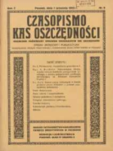 Czasopismo Kas Oszczędności: miesięcznik poświęcony sprawom Komunalnych Kas Oszczędności: organ urzędowy i publikacyjny Komunalnego Związku Kredytowego i Komunalnego Banku Kredytowego w Poznaniu 1932.09.01 R.7 Nr9