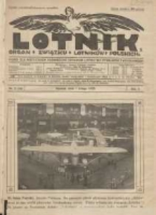Lotnik: organ Związku Lotnik&oacute;w Polskich: pismo dla wszystkich poświęcone sprawom lotnictwa cywilnego i wojskowego 1925.02.01 R.2 Nr2(19)