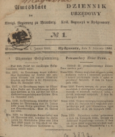Amtsblatt der K&ouml;niglichen Preussischen Regierung zu Bromberg. 1844.01.05 No.1