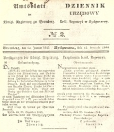 Amtsblatt der Königlichen Preussischen Regierung zu Bromberg. 1844.01.12 No.2