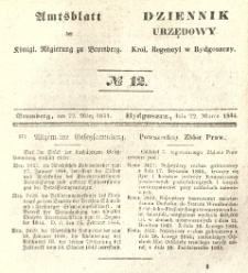 Amtsblatt der K&ouml;niglichen Preussischen Regierung zu Bromberg. 1844.03.22 No.12