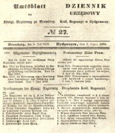 Amtsblatt der K&ouml;niglichen Preussischen Regierung zu Bromberg. 1844.07.05 No.27