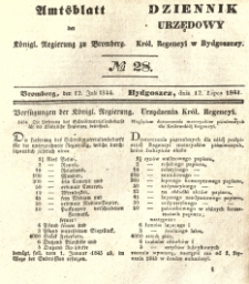 Amtsblatt der K&ouml;niglichen Preussischen Regierung zu Bromberg. 1844.07.12 No.28