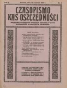 Czasopismo Kas Oszczędności: miesięcznik poświęcony sprawom Komunalnych Kas Oszczędności województw zachodnich 1926.04.15 R.1 Nr4