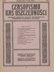 Czasopismo Kas Oszczędności: miesięcznik poświęcony sprawom Komunalnych Kas Oszczędności województw zachodnich 1926.05.15 R.1 Nr5