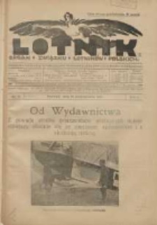 Lotnik: organ Związku Lotnik&oacute;w Polskich: pismo dla wszystkich poświęcone sprawom lotnictwa cywilnego i wojskowego 1924.10.20 R.1 Nr14