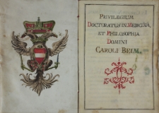 Dyplom doktorski dla Karola Behma wystawiony przez uniwersytet w Mantui