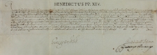 Papież Benedyt XIV nadaje odpust kościołowi Kongregacji Oratorium św. Filipa Neri w Gostyniu na 10 lat