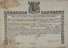 Dokument autentyczności relikwii św. męczenników Dionizego, Witalisa, Eufemii i Kandidy, przekazanych Kazimierzowi Sannerowi