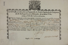 Dokument autentyczności relikwii św. męczenników Walentego, Krescencji, Konkordii, Amoniusza i Pauliny przekazanych Zofii Opalińskiej