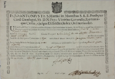 Dokument autentyczności relikwii św. męczennik&oacute;w Seweriana, Krystian i Jukundyna