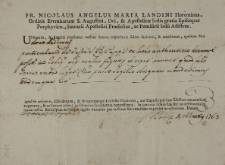 Dokument autentyczności relikwii św. papieża Piusa V