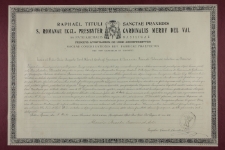 Dokument zezwalający na koronację obrazu Matki Boskiej Świętogórskiej z Gostynia na prawie papieskim