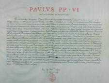 Dokument papieża Pawła VI przyznający kościołowi Kongregacji Oratorium św. Filipa Neri w Gostyniu tytuł Bazyliki Mniejszej