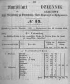 Amtsblatt der K&ouml;niglichen Preussischen Regierung zu Bromberg. 1852.09.24 No.39