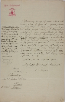 List arcybp. Floriana Stablewskiego do ks. Bernarda Preibisza z 11.VIII.1900