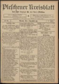Pleschener Kreisblatt: Amtlicher Anzeiger f&uuml;r den Kreis Pleschen 1907.09.07 Jg.55 Nr72