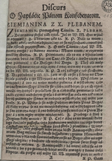 Discurs o zapłaćie panom konfederatom ziemianina z x. plebanem