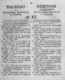 Amtsblatt der K&ouml;niglichen Preussischen Regierung zu Bromberg. 1860.04.27 No.17