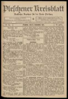 Pleschener Kreisblatt: Amtlicher Anzeiger f&uuml;r den Kreis Pleschen 1909.09.15 Jg.57 Nr74