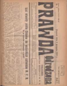 Prawda Odrodzona: tygodnik: organ opozycji Narodowej Partii Robotniczej 1926.08.01 R.1 Nr7