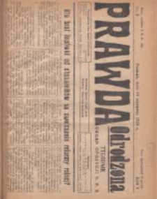 Prawda Odrodzona: tygodnik: organ opozycji Narodowej Partii Robotniczej 1926.08.15 R.1 Nr8