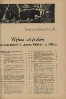 Łowiec Polski. Wykaz artykułów. Rok 1951.