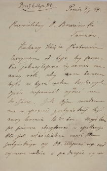 List Józefa Mycielskiego do O. Braniewskiego z 4.I.1884