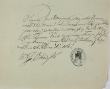 Pozwolenie na pochówek Jana Andrzejewskiego na cmentarzu klasztornym z 13.X.1860