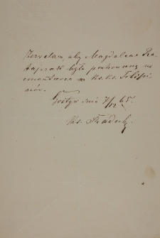 Zezwolenie na pochówek Magdaleny Ratajczak na cmentarzu klasztornym z 7.XII.1865