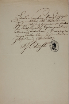 Zezwolenie na pochówek Ludwiki Szymankiewicz z 17.X.1863
