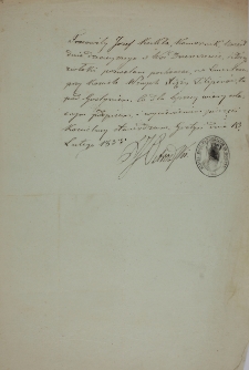 Zezwolenie na pochówek Józefa Kukla z 13.II.1855