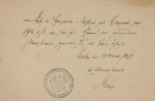 Zezwolenie na pochówek z 1874